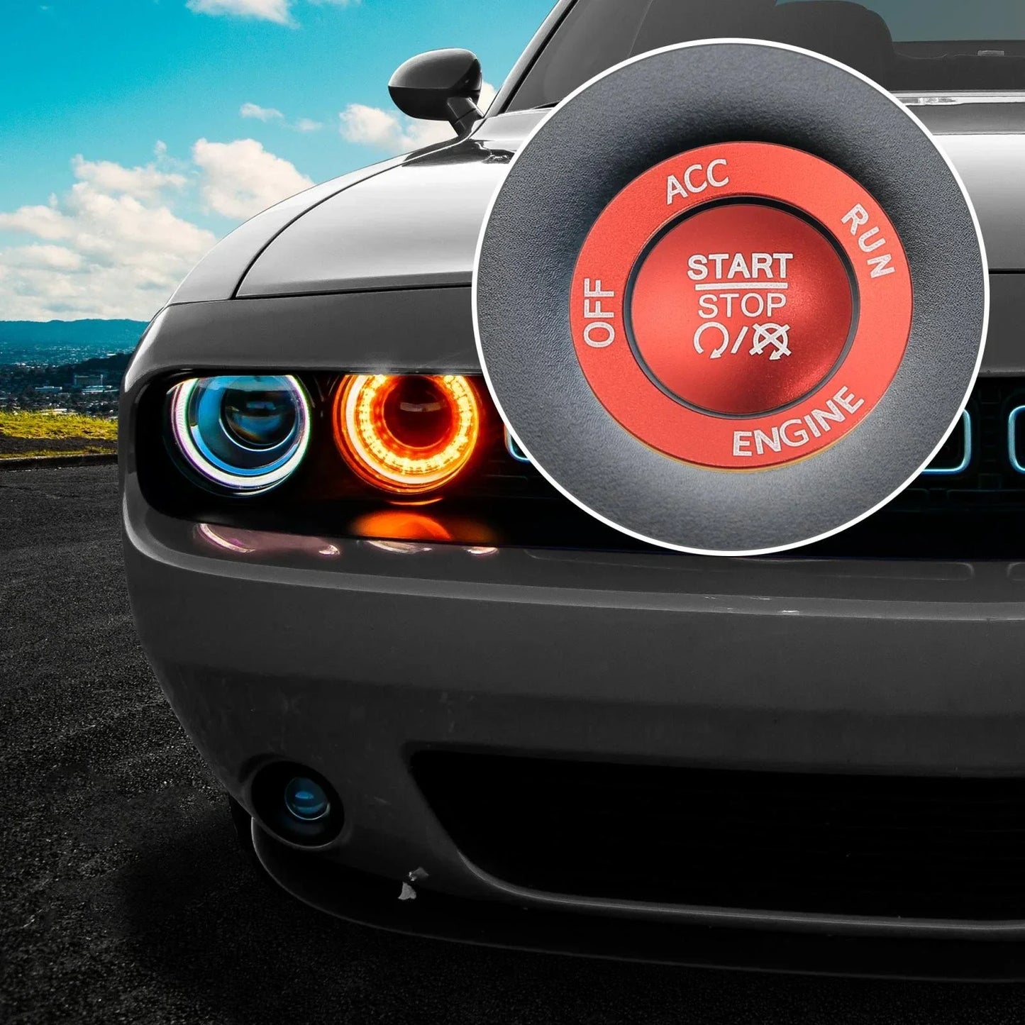 Engine Push Start Button Sticker Kit for Dodge Charger Challenger Durango (2015-2023)