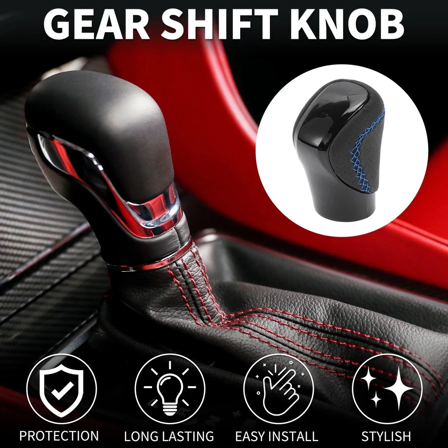 Automatic Gear Shifter Knob for Lexus ES350 2016-2018 - Plastic Faux Leather Black