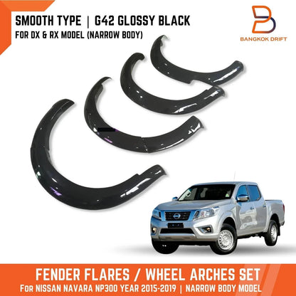 Glossy Black Fender Flares for Nissan Navara NP300 D23 Narrowbody (15-19)