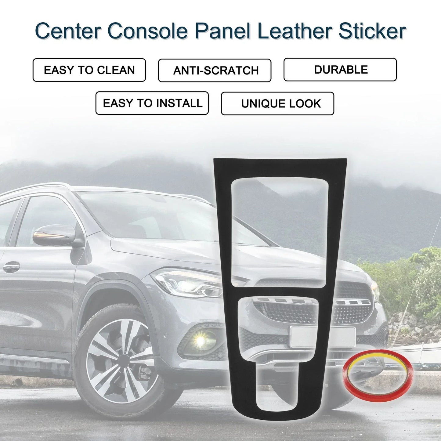 Center Console Panel Sticker for Mercedes-Benz GLA GLB EQA Matte Black (2020-2023)
