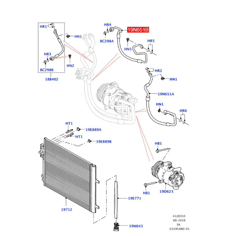 AC Hose LR070476 for Land Rover Discovery Sport, Jaguar (2015-2023)