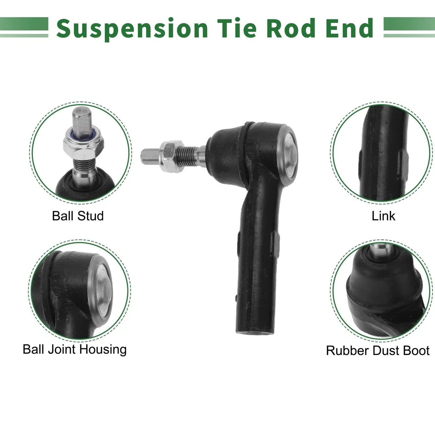 6 Pcs Front Outer Tie Rod Ends & Ball Joints for Dodge Dakota (2000-2004)