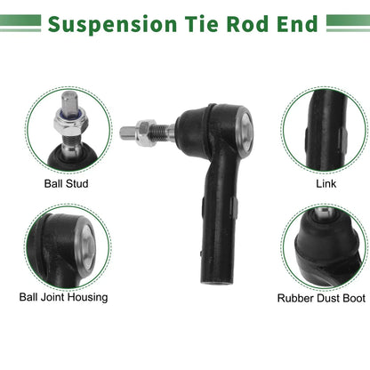 6 Pcs Front Outer Tie Rod Ends & Ball Joints for Dodge Dakota (2000-2004)