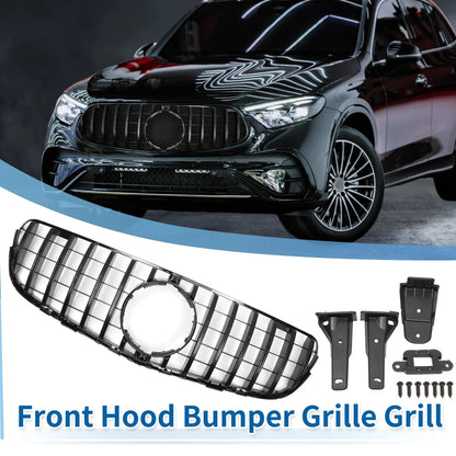 Front Upper Bumper Grille for Mercedes-Benz GLC250 2017-2018 Gloss Black