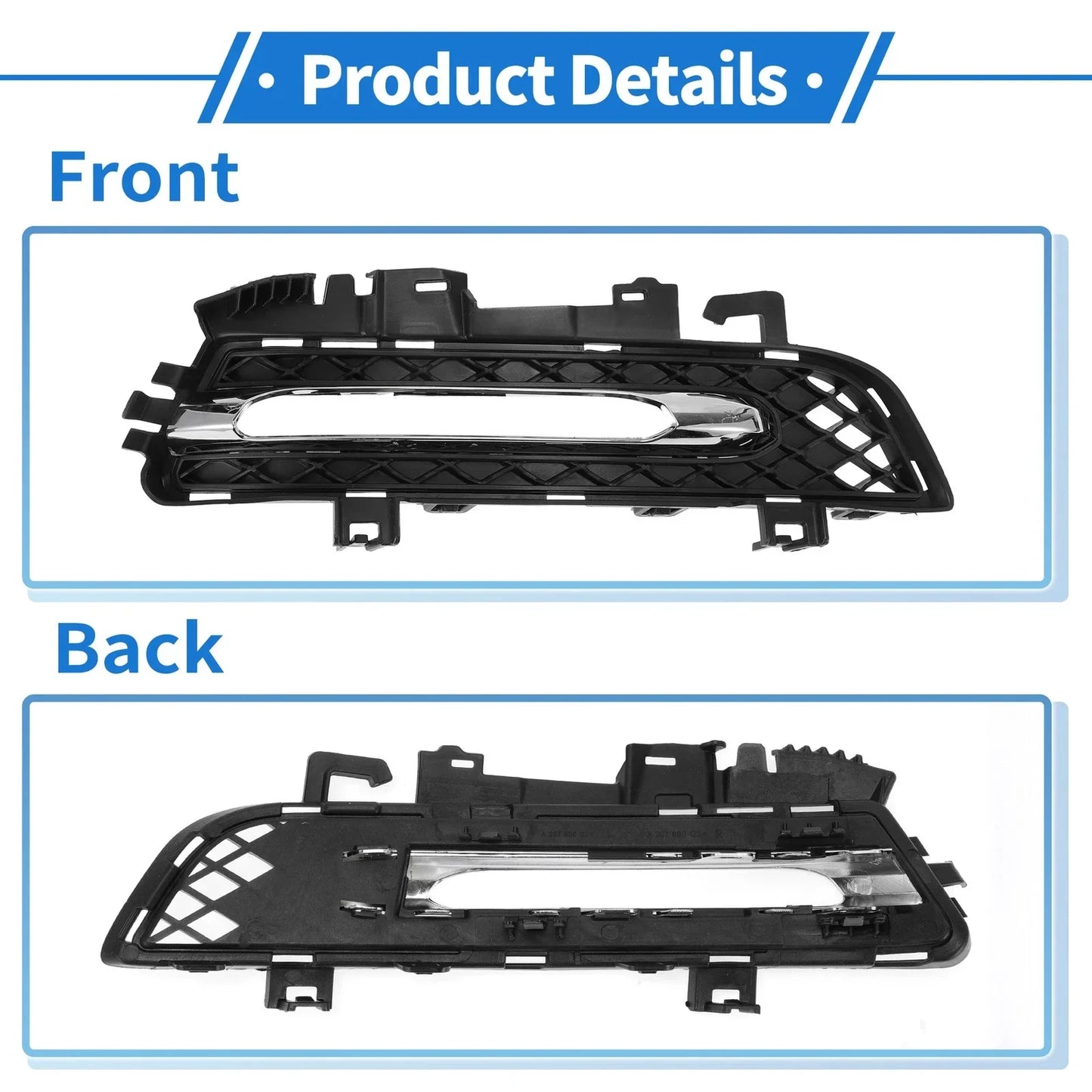 Front Right Fog Light Grill for Mercedes-Benz (2012-2018) Silver & Black