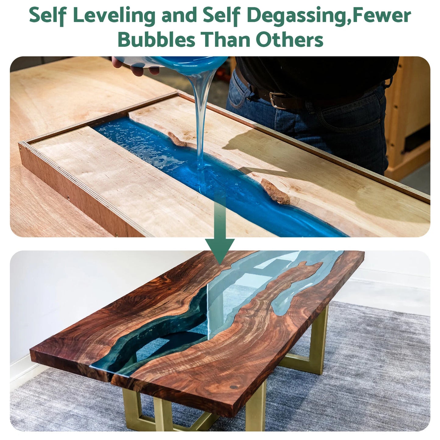 2L Epoxy Resin Kit 1:1 UV Clear Coating for Crafts & River Table