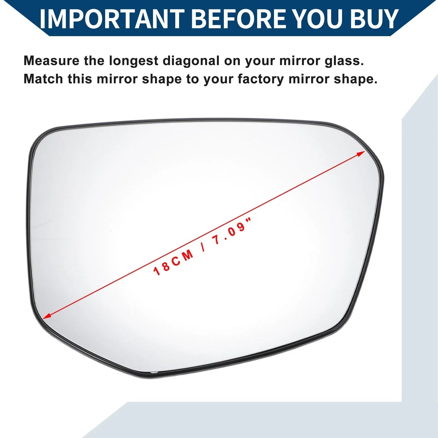 Heated Right Side Mirror Glass for Honda Civic (2016-2021)