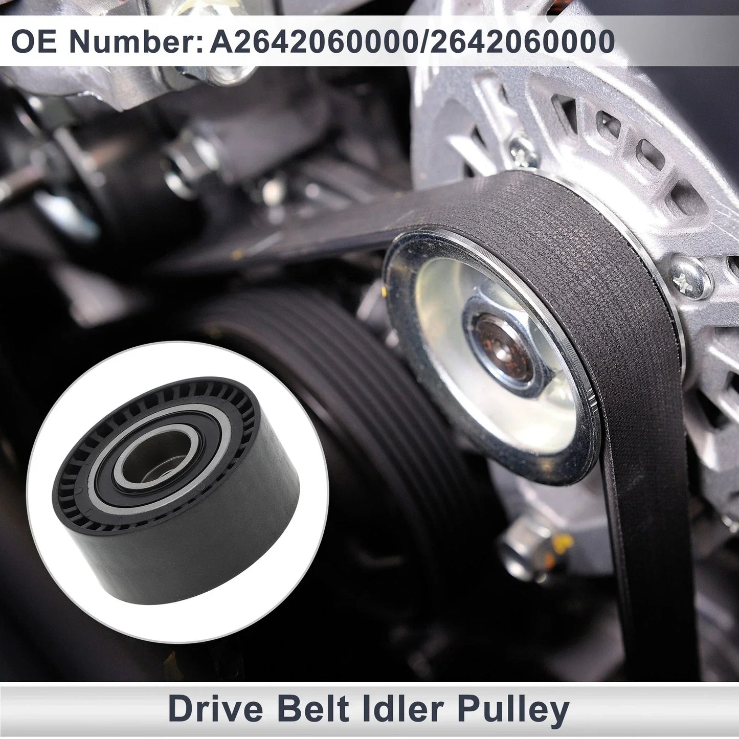Drive Belt Idler Pulley for Mercedes-Benz C-Class (2017-2023) Black