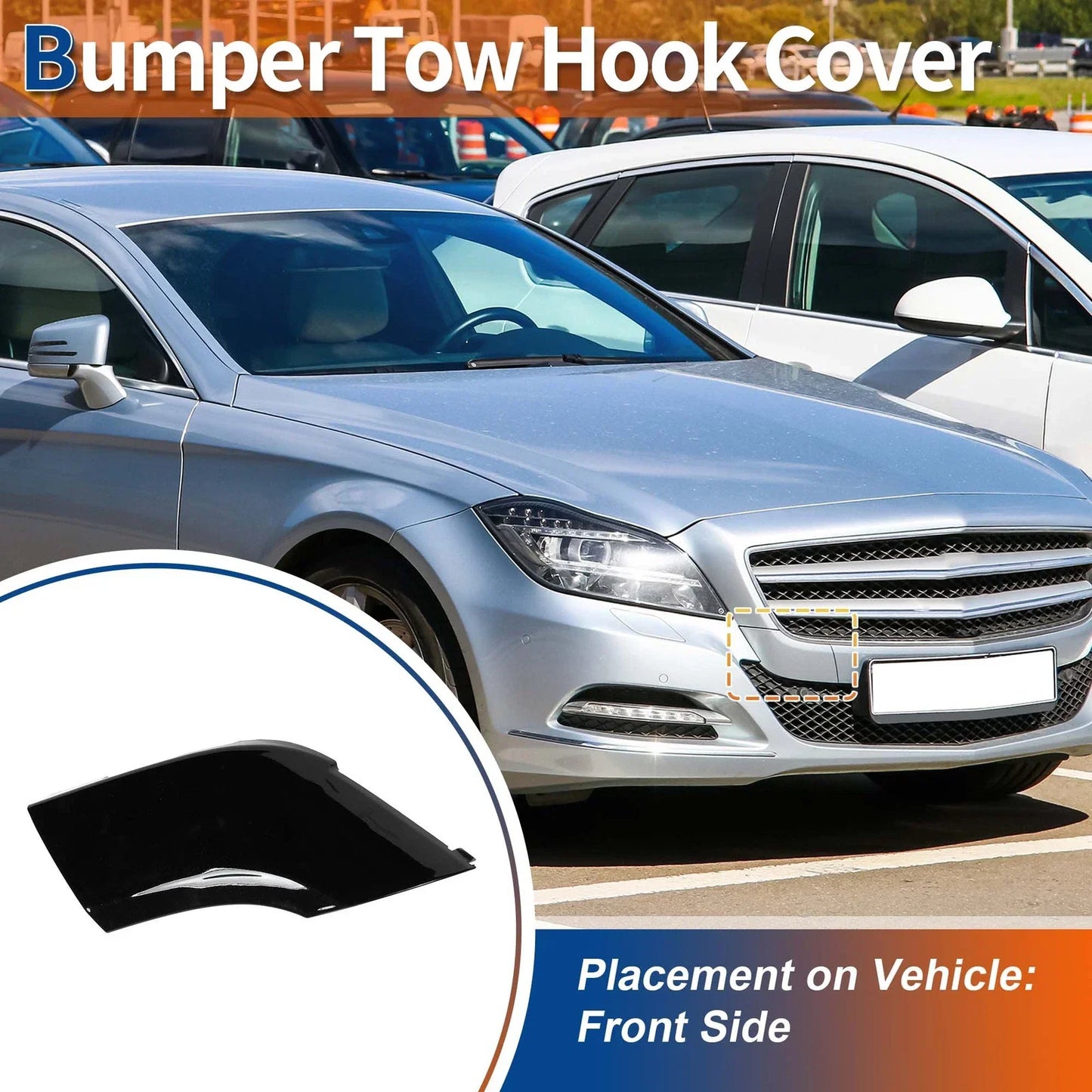 Car Bumper Tow Hook Cover for Mercedes-Benz CLS550 (2012-2018) Black