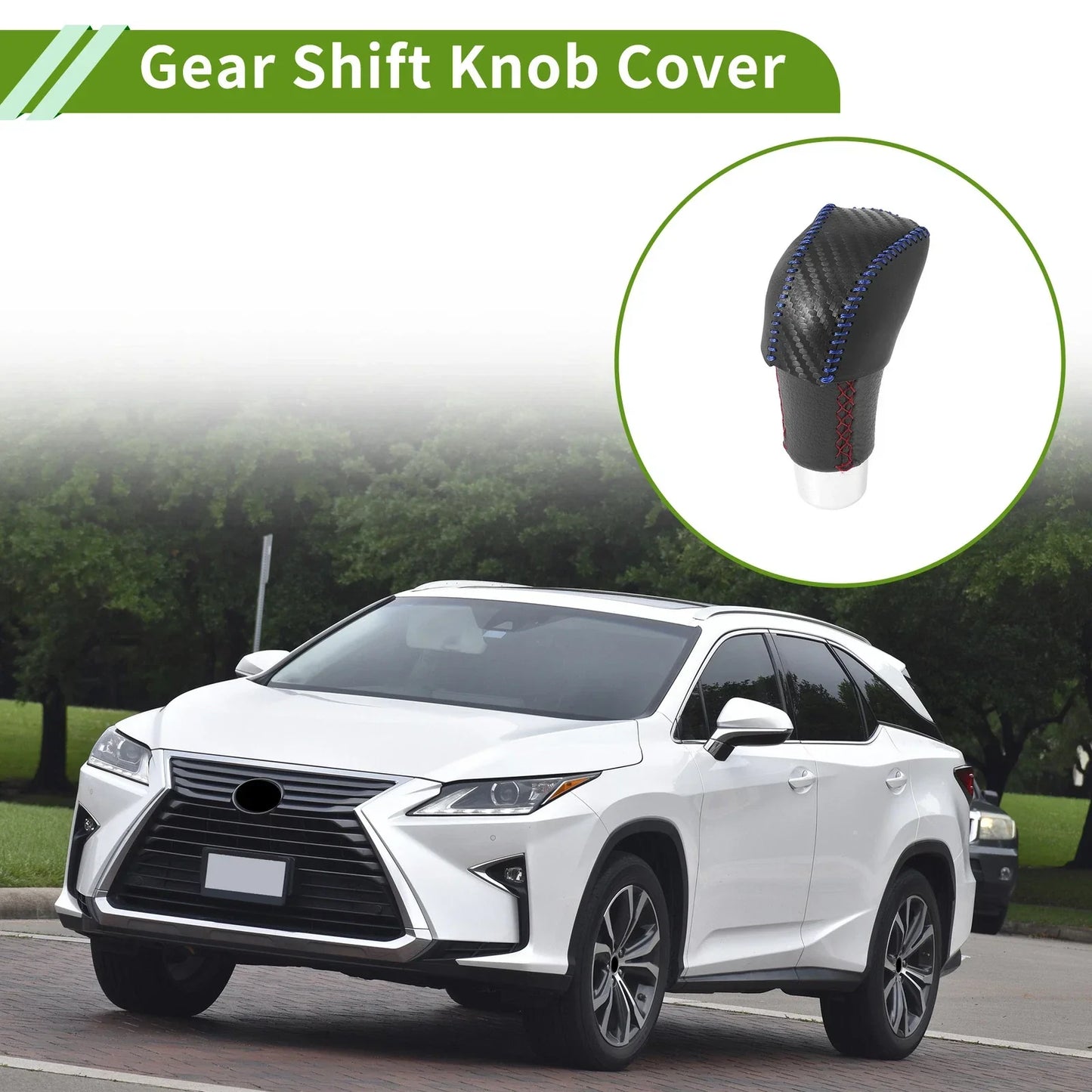 Car Gear Shift Knob Cover for Lexus RX350 2023-2024 Black Microfiber Leather