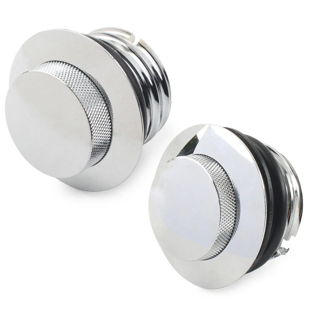 Flush Pop Up Gas Cap Vented Fuel Tank Cover for Harley Chrome