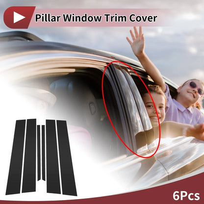 6 Pcs Car Door Pillar Window Trim for Mercedes-Benz C-Class (1994-2000) Black