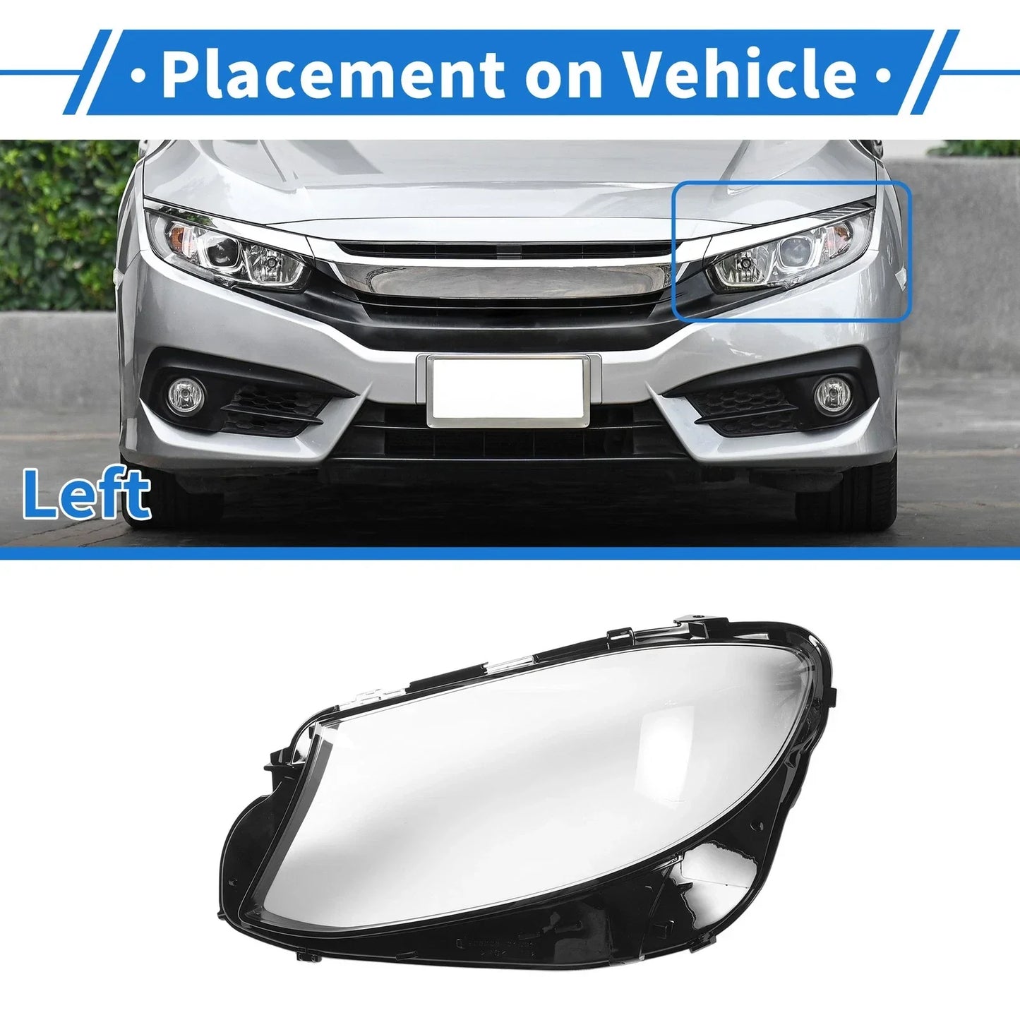 Car Front Left Headlight Lens Cover for Mercedes-Benz E-Class (2016-2021)