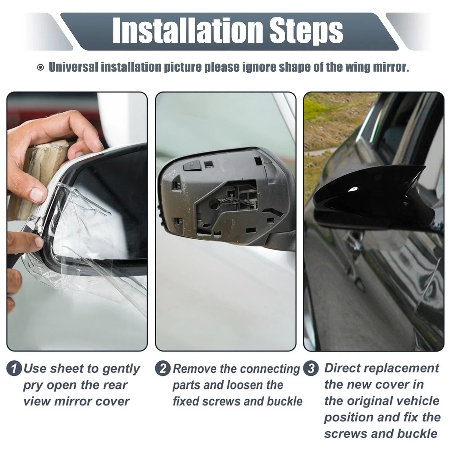 Right Mirror Cover Cap Gloss Black for Mercedes Benz A Class B Class C Class (2013-2023)