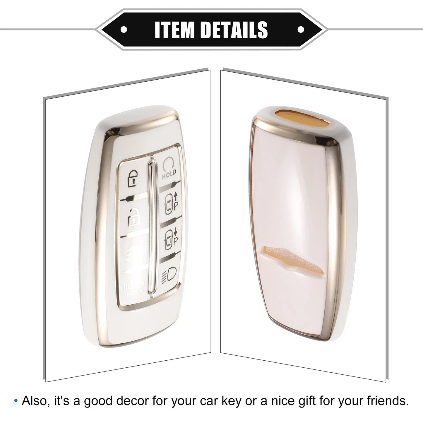Keyless Smart Key Fob Case for Hyundai G80 GV80 8 Button TPU White (2021-2023)