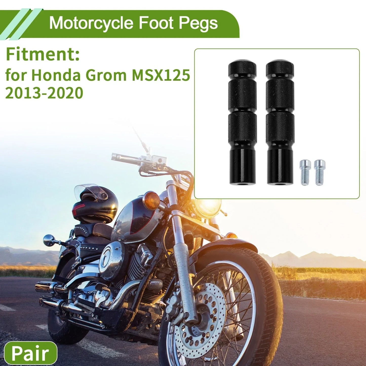 Motorcycle Foot Pegs for Honda Grom MSX125 Aluminum Alloy Black (2013-2023)