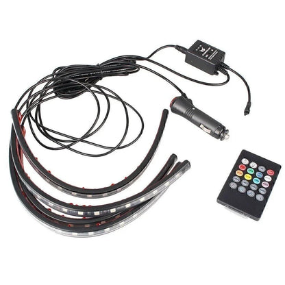 4in1 LED Car Interior Atmosphere Lamp Remote Control Footwell Lights