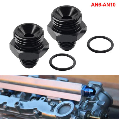 Black Aluminum AN6 Flare to 10AN ORB Male Fitting Adapter w/ O-Rings