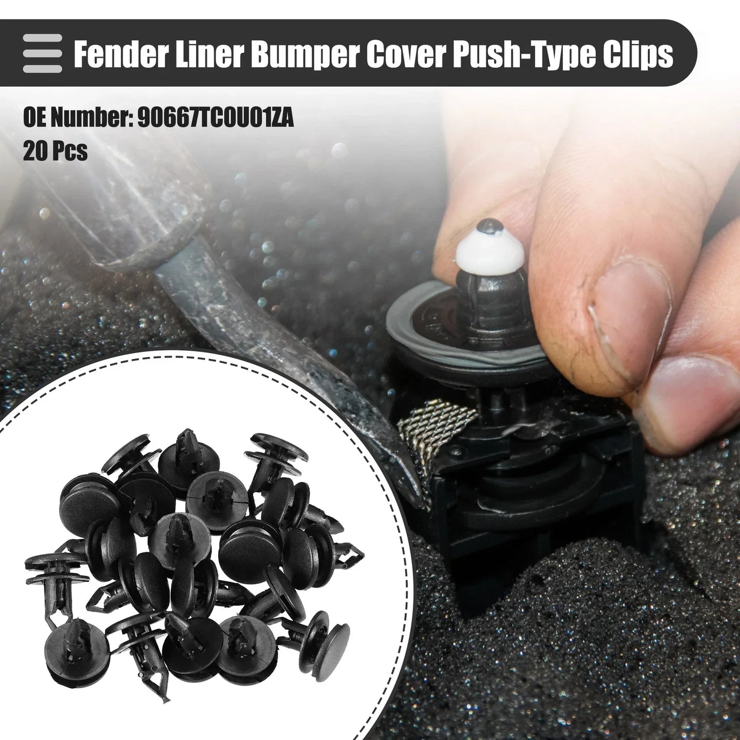 20 x Fender Liner Bumper Cover Push-Type Clips for Honda (No. 90667TC0U01ZA)