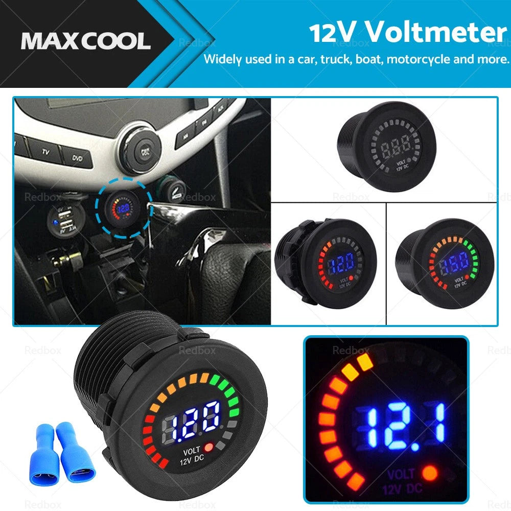 12V LED Digital Battery Volt Meter Monitor for Car Boat Marine Gauge
