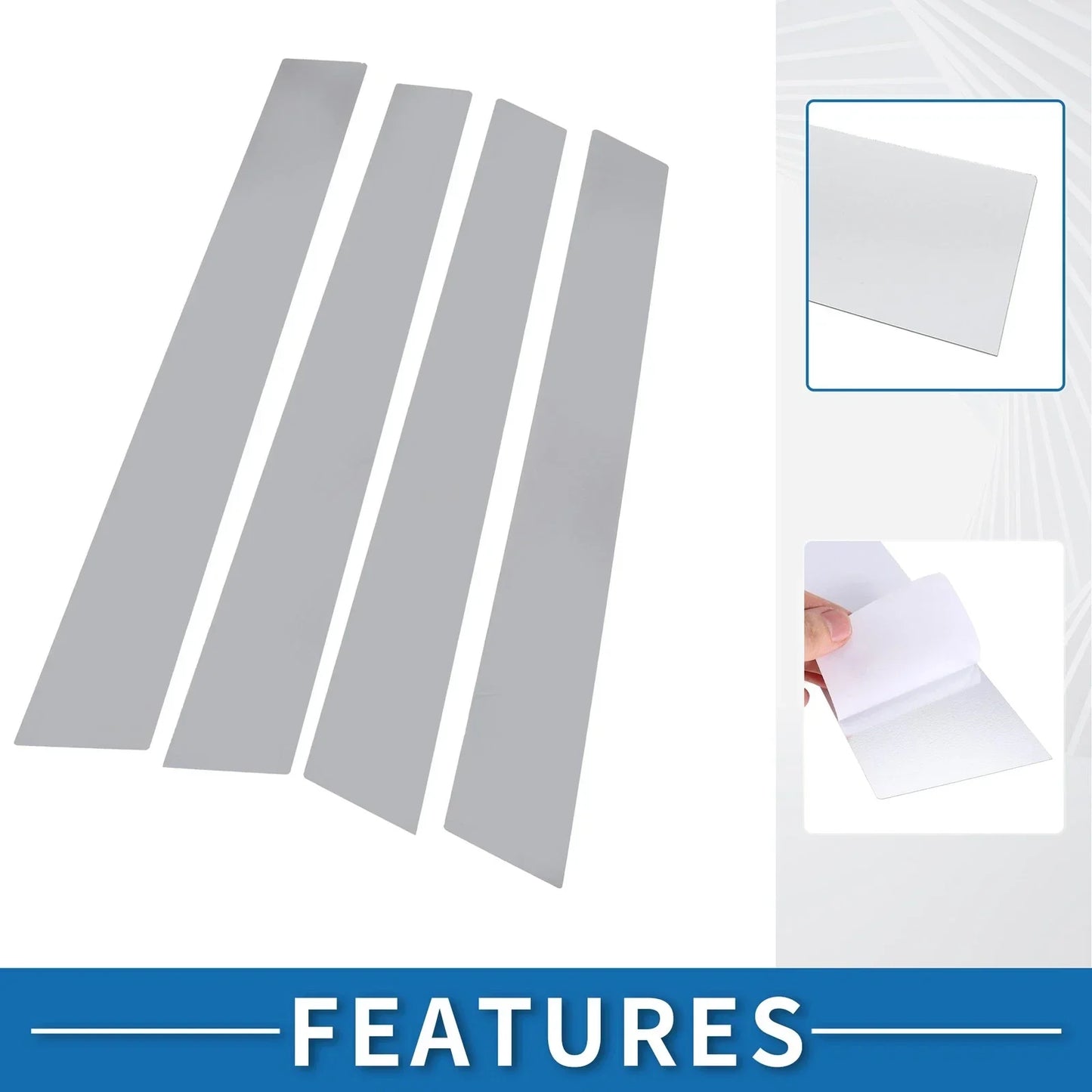 4 Pcs Chrome Silver Tone Car Pillar Window Trim Covers for Porsche Panamera (2010-2016)