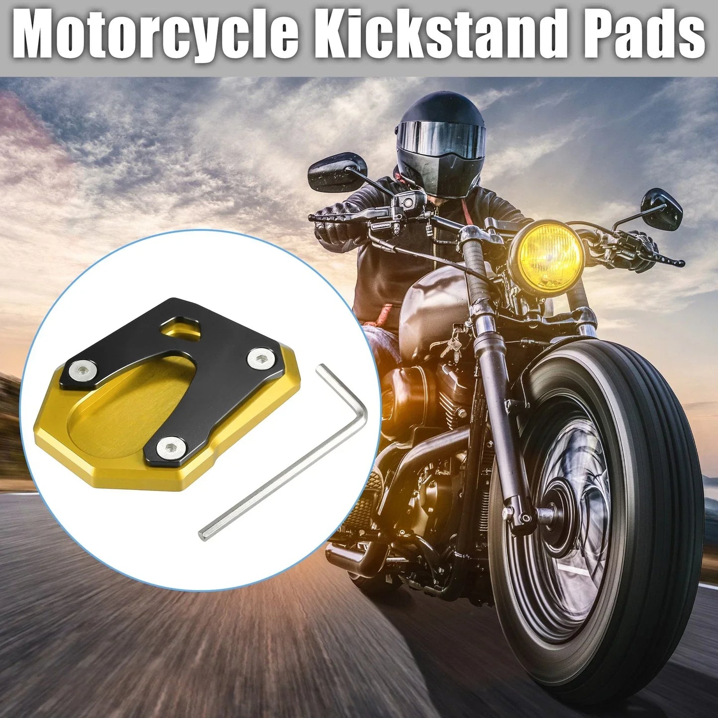 Motorcycle Kickstand Side Pad Gold Tone for Honda Monkey 125 (2018-2023)