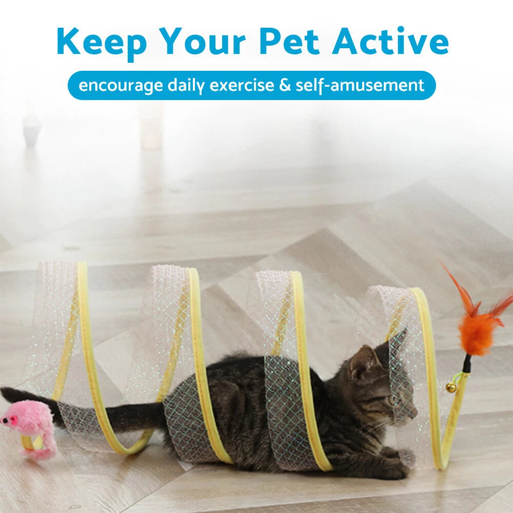 Cat Toy Tunnel for Cats - Folded Tube Interactive Decompression Play (N/A)