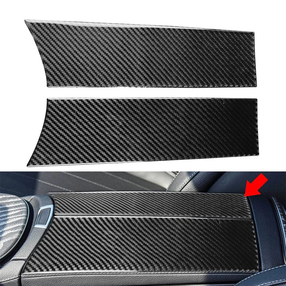 Carbon Black Console Armrest Storage Box Cover for Benz C E GLC Class (2015-2023)
