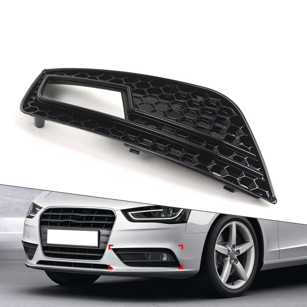 Left Side Fog Light Grille Cover Glossy Black for Audi A4 (2013-2016)