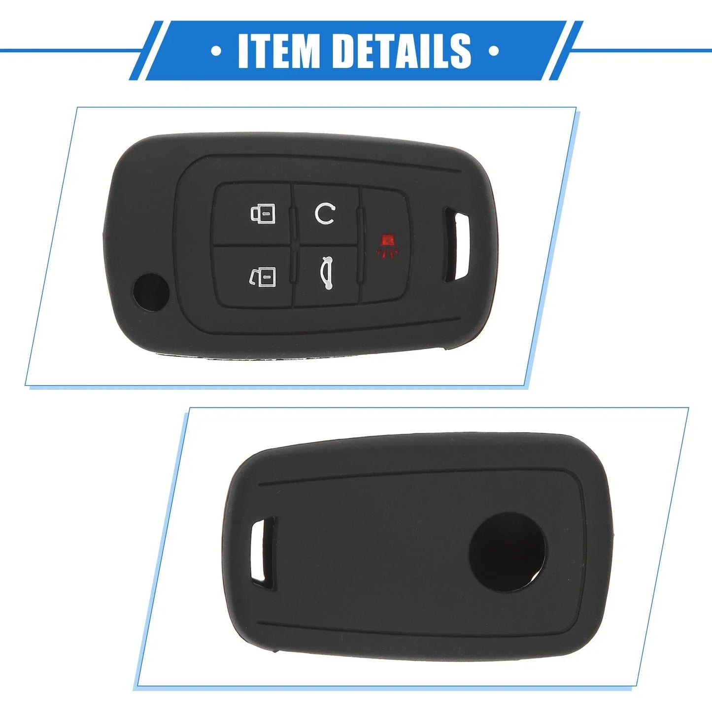 2 x 5 Button Smart Remote Key Shell for Chevrolet Camaro (2010-2019) Black