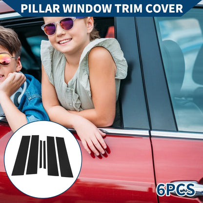 6 Pcs Black Door Pillar Window Trim for Honda City (2022-2024)
