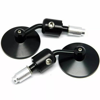 Black Round Aluminum Handle Bar End Mirrors for Cafe Race Motorcycle