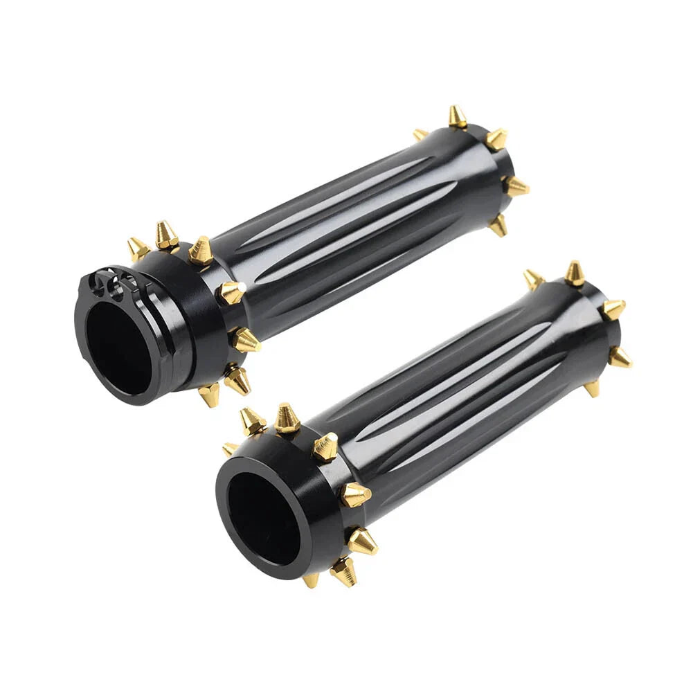 1'' Spikes Hand Grips for Harley Touring Dyna Softail  - Gold/Black