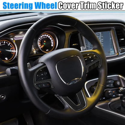 Black Inner Steering Wheel Cover Trim Set for Dodge Challenger Charger (2015-2020)