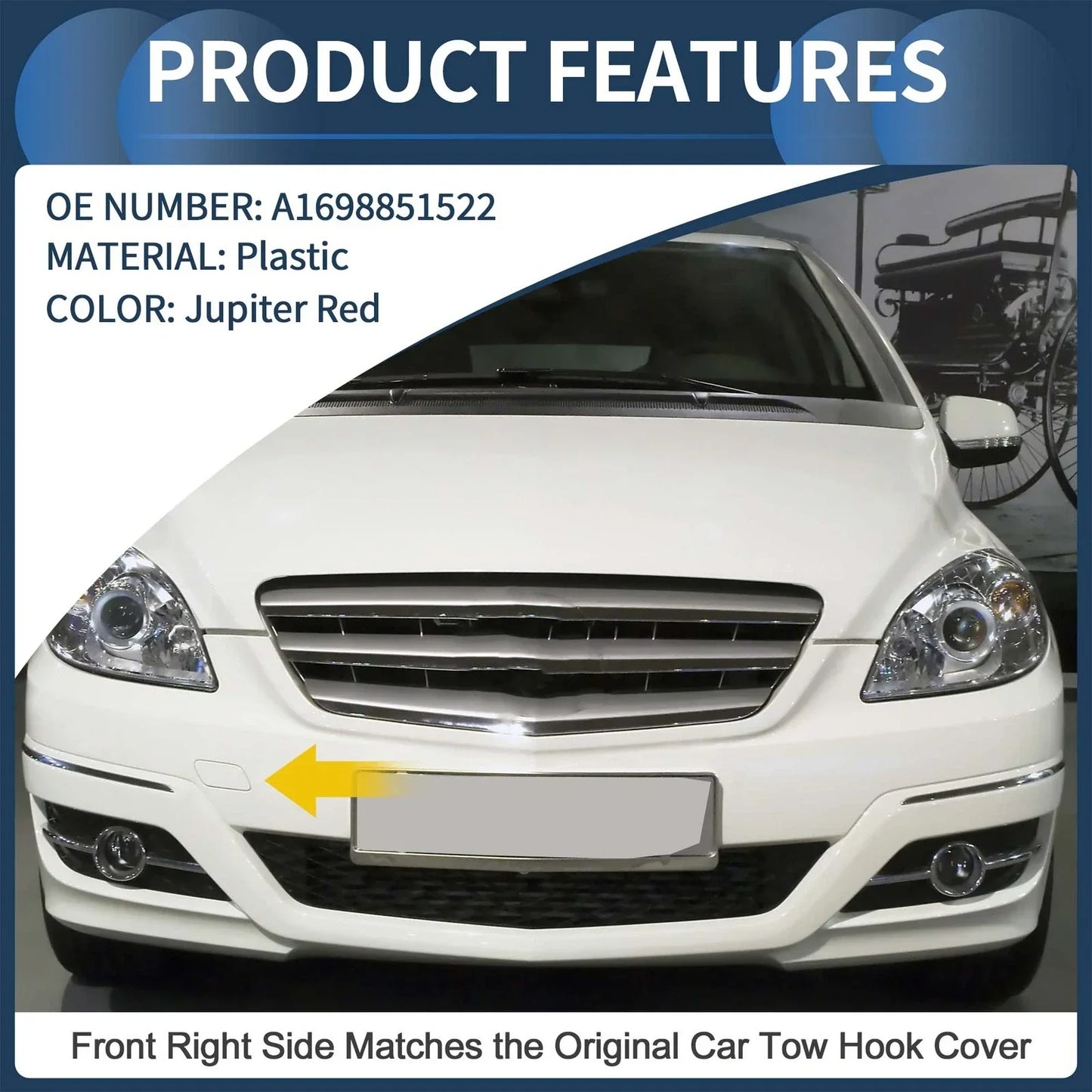 Front Bumper Tow Hook Cover for Mercedes-Benz B-Class (2005-2011) - Jupiter Red