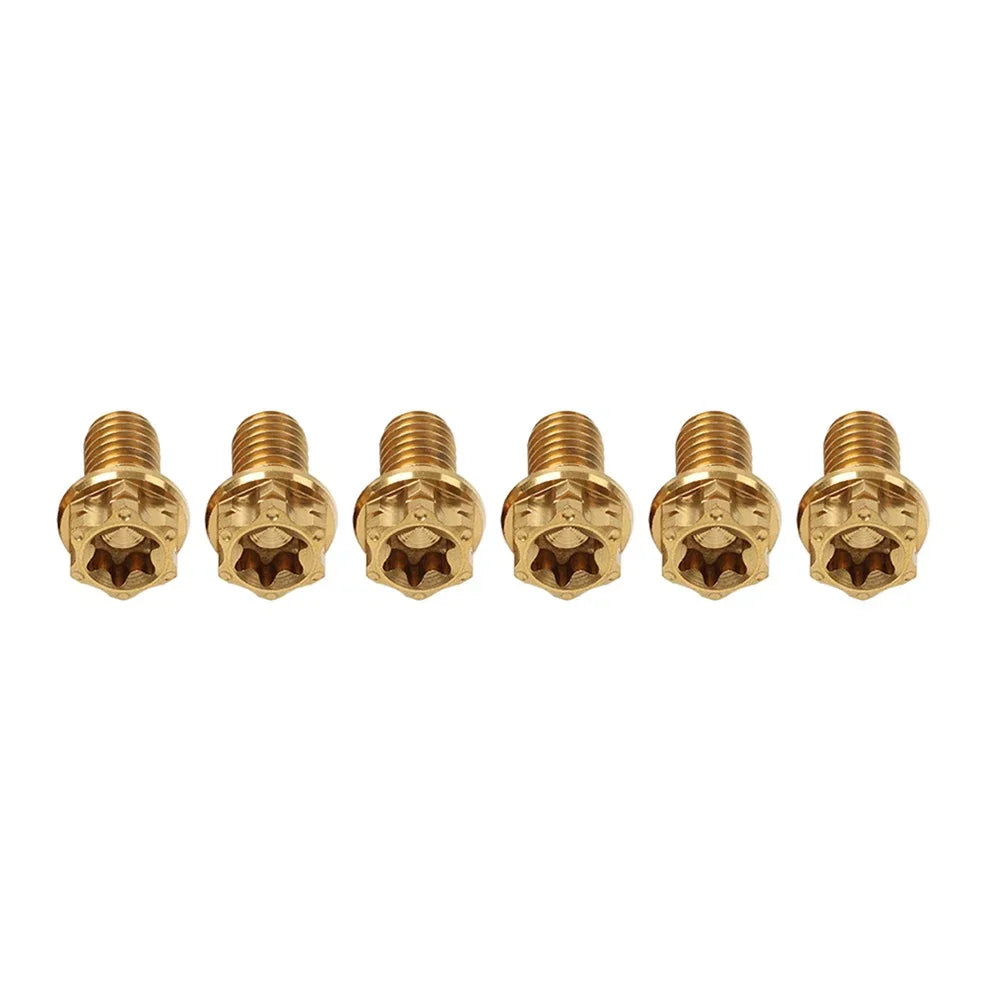 6pcs M6x35mm Titanium Torx Head Flange Bolts for Motor Bike Bicycle Gold