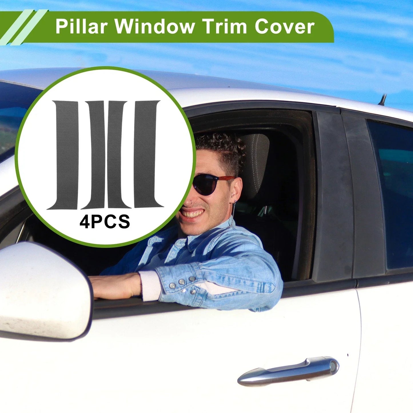 4pcs Pillar Window Trim for Chevy Blazer 1995-2005 Carbon Fiber Black