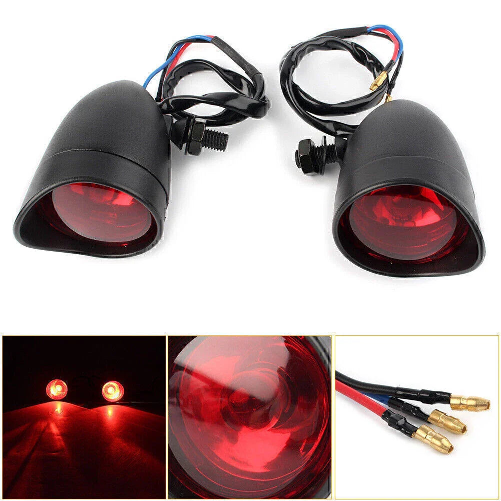 New Black LED Turn Signal Light Red Lens for Harley Choppers