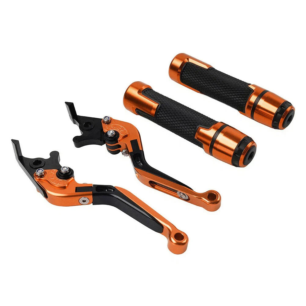 Orange Extendable Brake Clutch Levers Grips Set for Kawasaki ZX6RR (2003-2004)