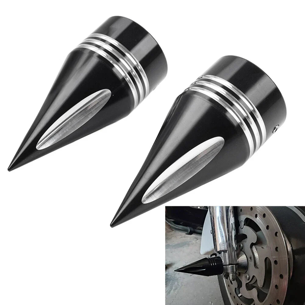 Black & White Spike Front Axle Cap Nut for Harley Touring Dyna Sportster