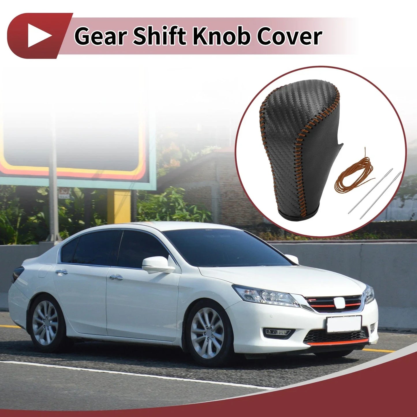 Gear Shift Knob Cover for Honda Accord 2008-2012 Black Carbon Fiber