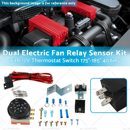 Adjustable 12V Electric Radiator Fan Thermostat w/ 3-Pin Relay Wire Kit