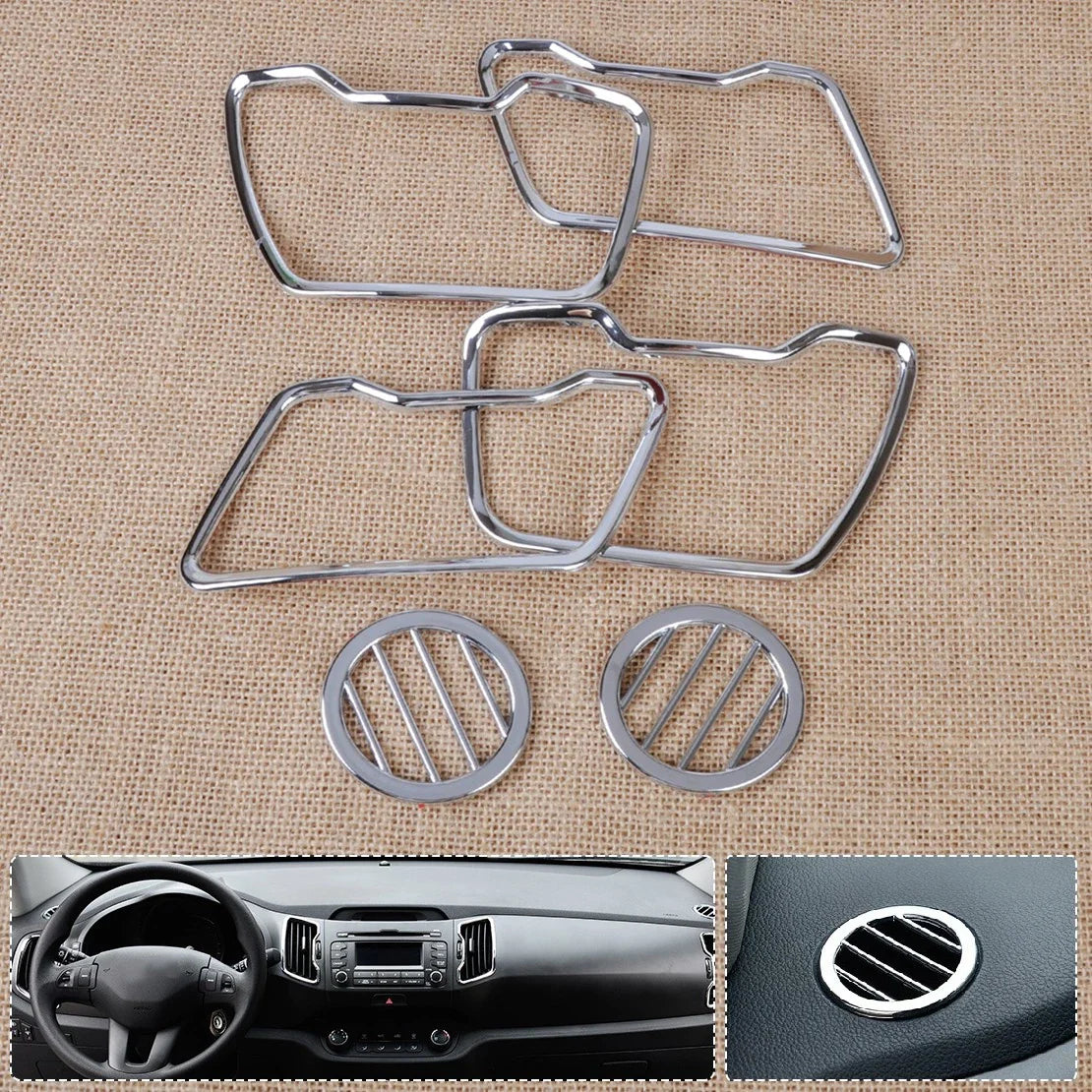6 x Ventilation Grille Cover Chrome Frame Trim for Kia Sportage (2010-2016)