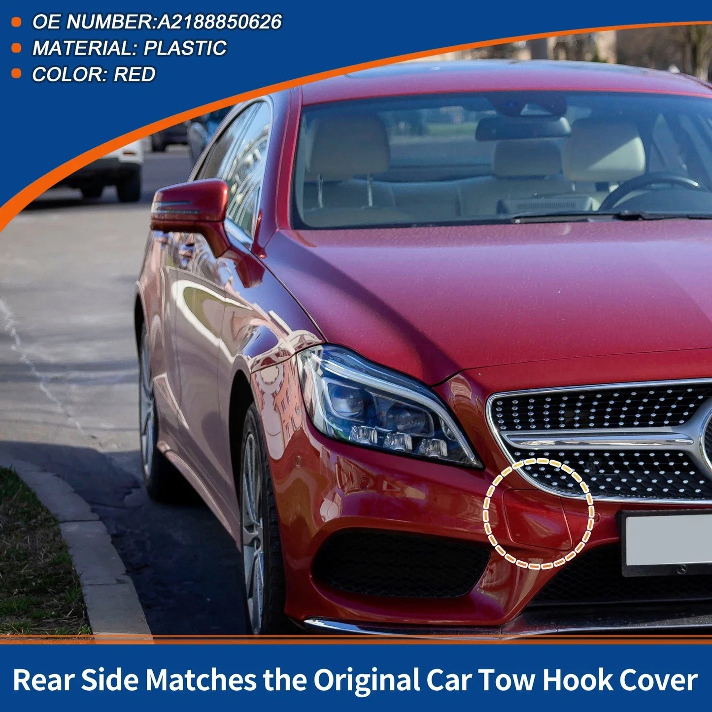 Front Car Bumper Tow Hook Cover for Mercedes-Benz CLS W218 (2012-2018) Red