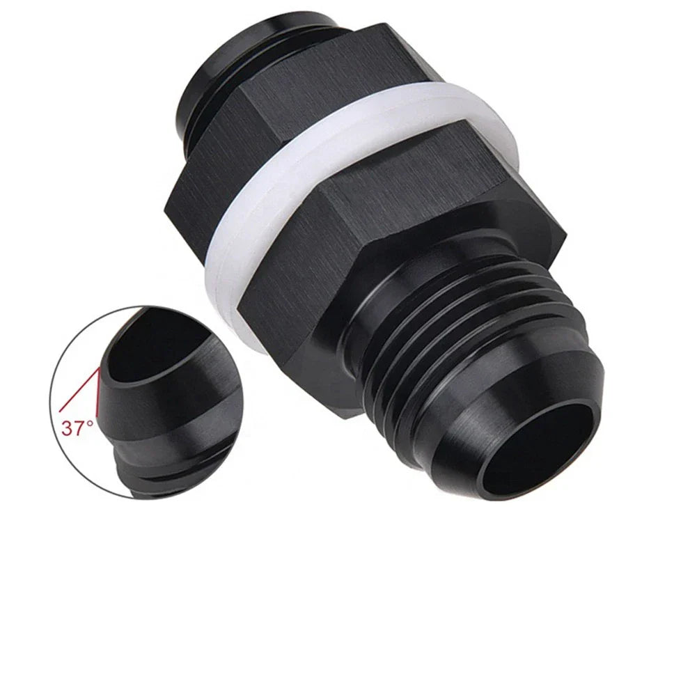 Flare Fuel Cell Bulkhead Fitting w/ Washer for Car - Black (N/A)