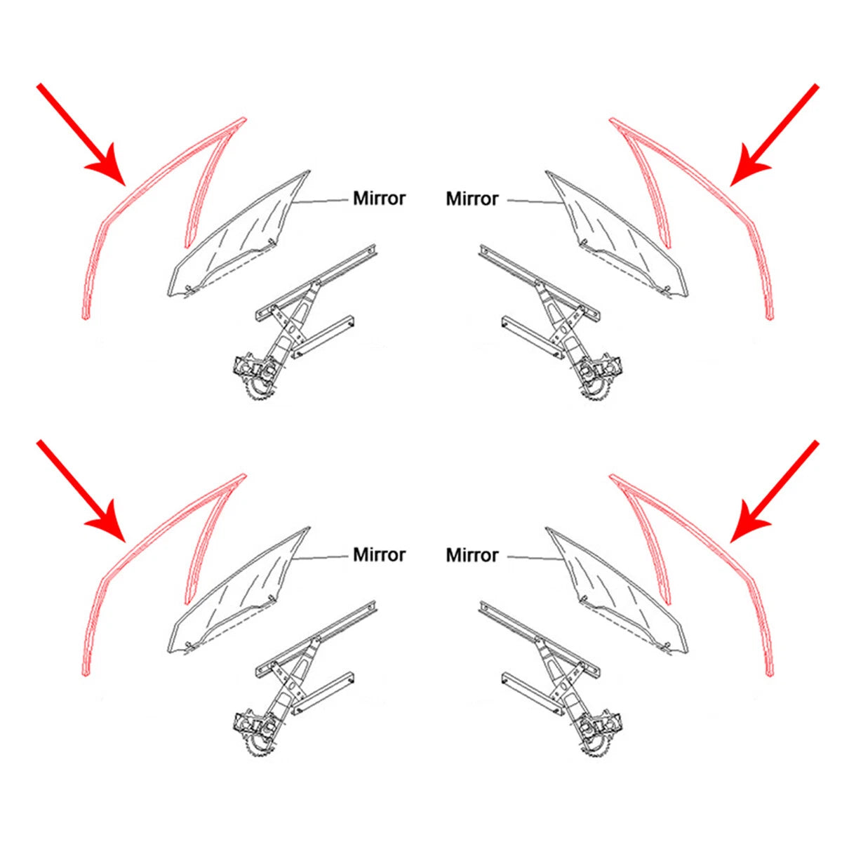 Door Glass Run Channel Seal for Honda Civic FN1 FN2 FA1 FA3 FG2 FK1 2006-2011