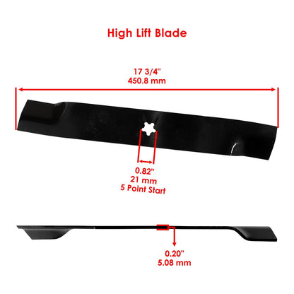 Deck High Lift Blade Replacement 5 Point Star for Husqvarna 52 in (17-3/4)