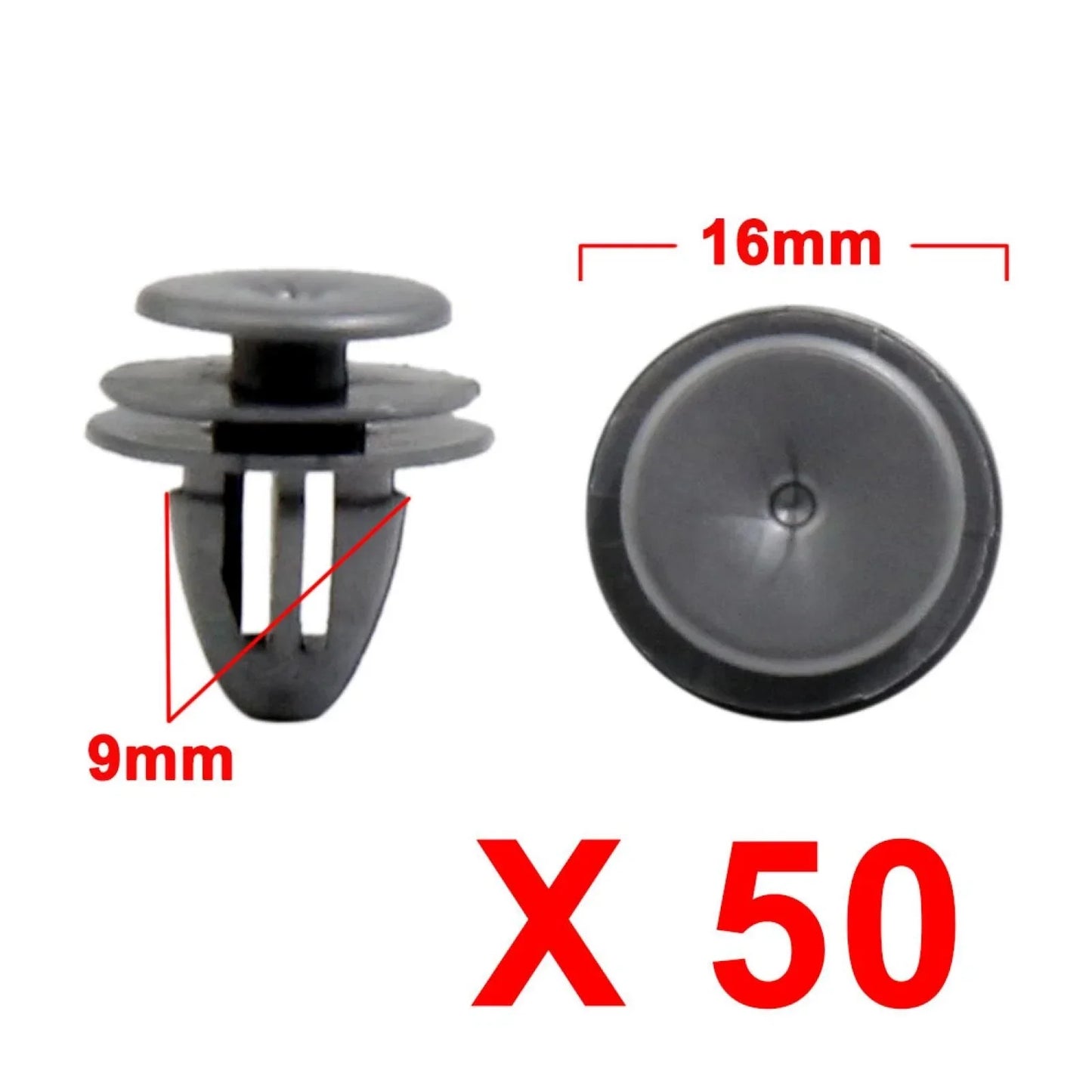 50 x Gray Plastic Car Rivets Bumper Retainer Clips 9mm for Honda