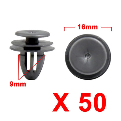 50 x Gray Plastic Car Rivets Bumper Retainer Clips 9mm for Honda