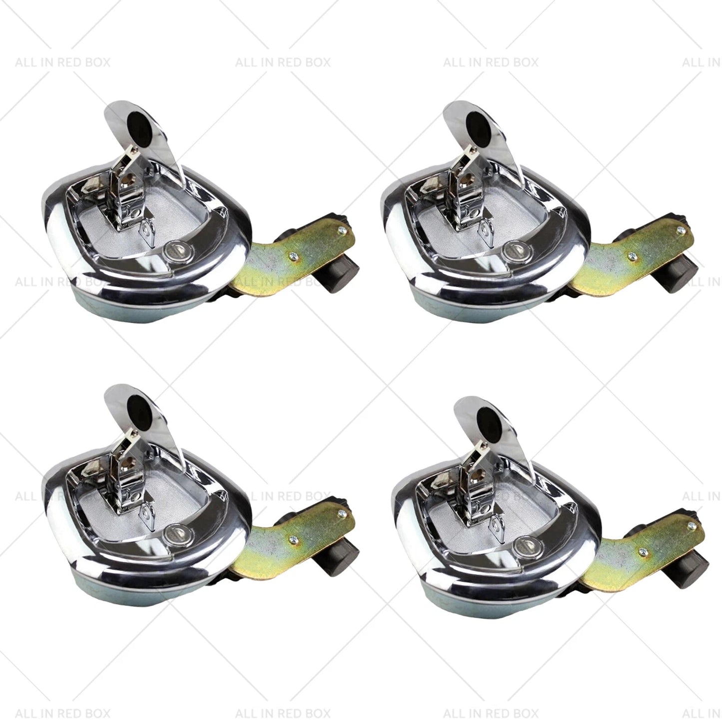 4 x Chrome Power Operated Recessed Whale Tail T-Lock Handles for Toolbox